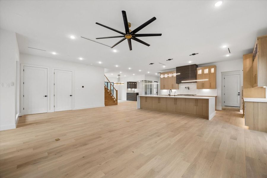 Far door leads to the downstairs guest suite seen in the Plan layout.