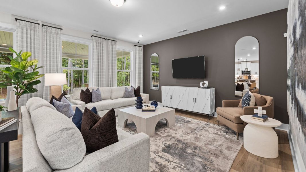 Representative furnished interior of a home built from the Jordan by DRB Homes in Farms at Bellingham, Mooresville (Image 7). Representative furnished interior of a home built from the Jordan by DRB Homes in Farms at Bellingham, Mooresville (Image 7).