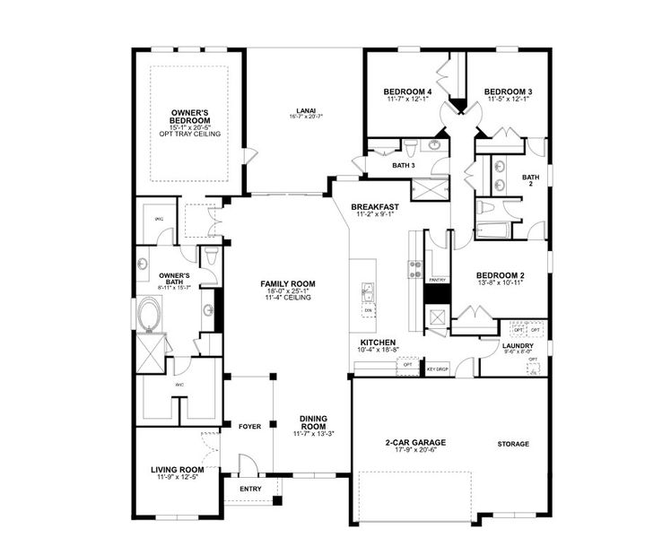 2D floor plan layout for the Brookhaven Fl by M/I Homes in Willow Run, Apopka, FL (Image 4). 2D floor plan layout for the Brookhaven Fl by M/I Homes in Willow Run, Apopka, FL (Image 4).