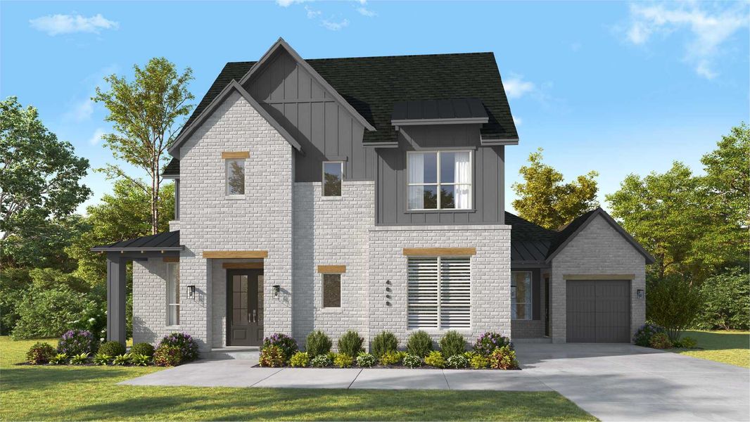 Representative exterior photo of a completed home built from the Siena by Huntington Homes in Kresston 70s, Montgomery, TX (Image 20).
