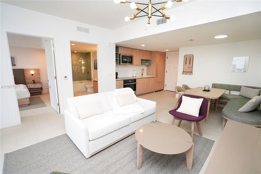 Furnished interior view inside a new home in , Miami (Image 9).