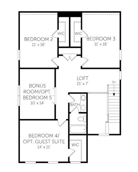 2D floor plan layout for the Hawthorne - Single Family Homes by Dream Finders Homes in Abbey Walk, Moncks Corner, SC (Image 6).