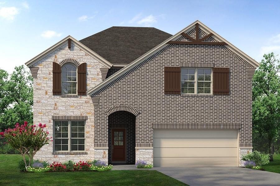 Front exterior of a new home in Morningstar, Aledo, TX, highlighting curb appeal (Image 1). Front exterior of a new home in Morningstar, Aledo, TX, highlighting curb appeal (Image 1).