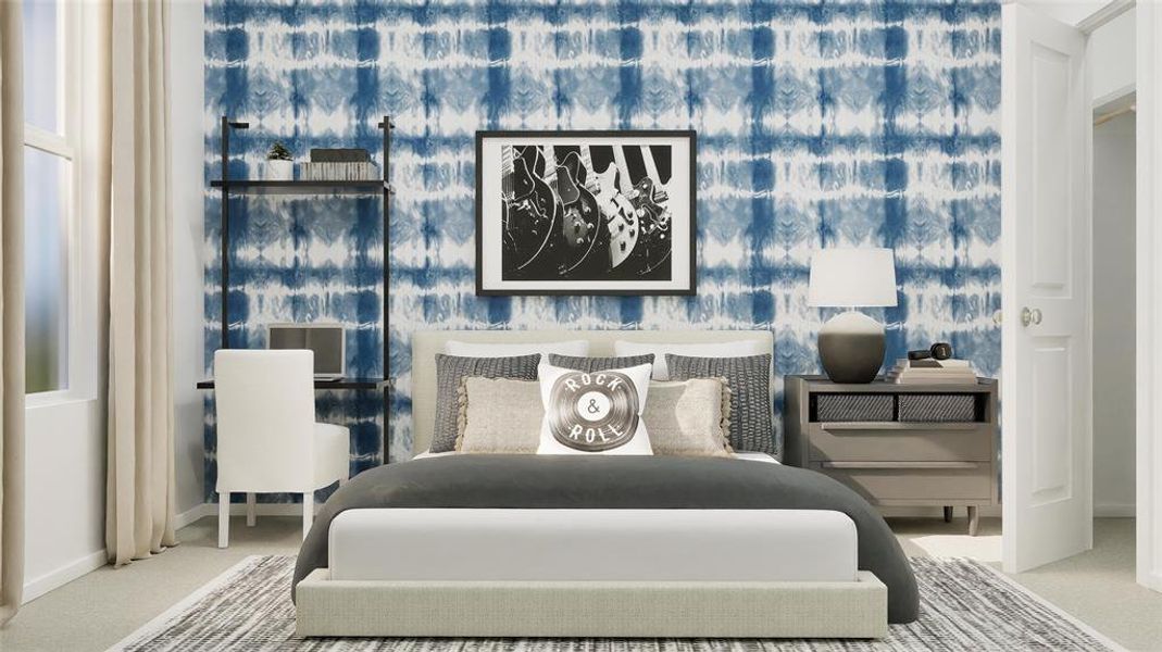 Carpeted bedroom featuring baseboards Carpeted bedroom featuring baseboards