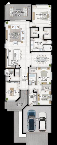 2D floor plan layout for the Tribeca II by GL Homes in Valencia Vista at Riverland, Port St. Lucie, FL (Image 4).