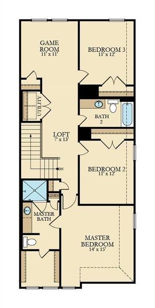 2D floor plan layout of this home in Bridgeland, Cypress, TX (Image 4).