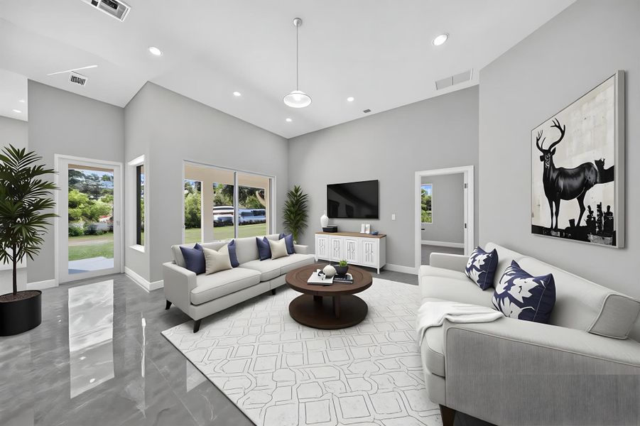 Furnished interior view inside a new home in , The Acreage (Image 5). Furnished interior view inside a new home in , The Acreage (Image 5).