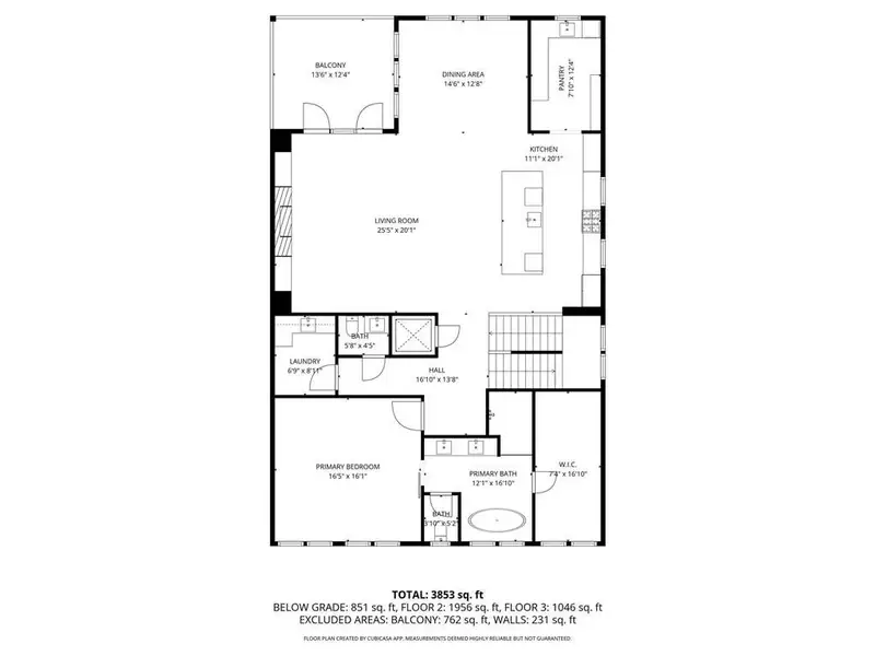 2D floor plan layout of this home in Echo at Crabapple, Milton, GA (Image 5).