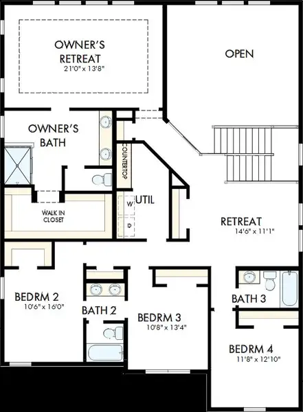2D floor plan layout of this home in Settingdown Farms, Cumming, GA (Image 3). 2D floor plan layout of this home in Settingdown Farms, Cumming, GA (Image 3).