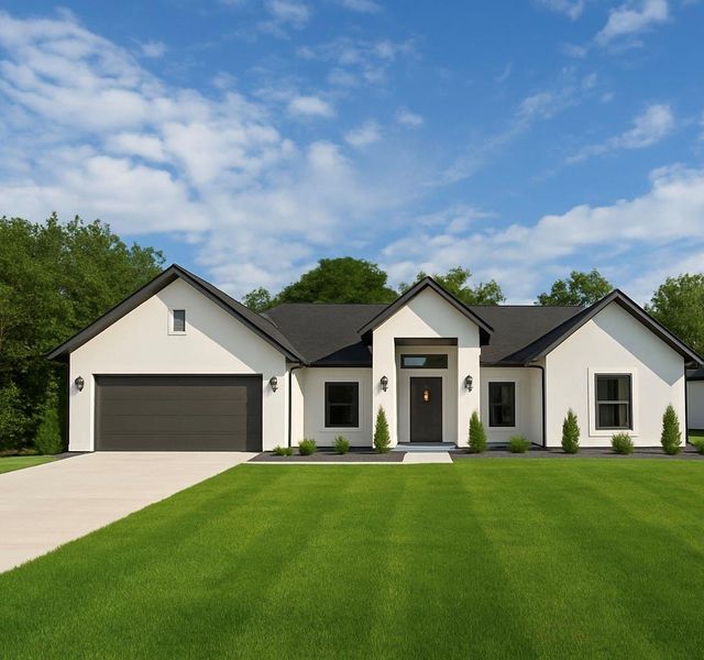 Architectural rendering for completed front elevation