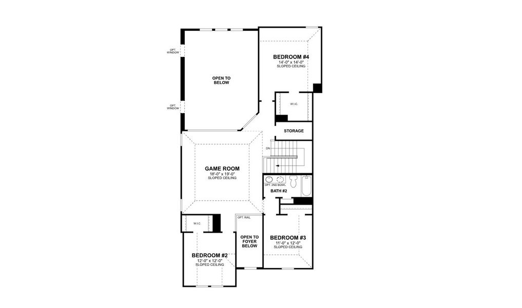 2D floor plan layout for the Dickinson - Classic Series by M/I Homes in LaPrelle, Haslet, TX (Image 4).