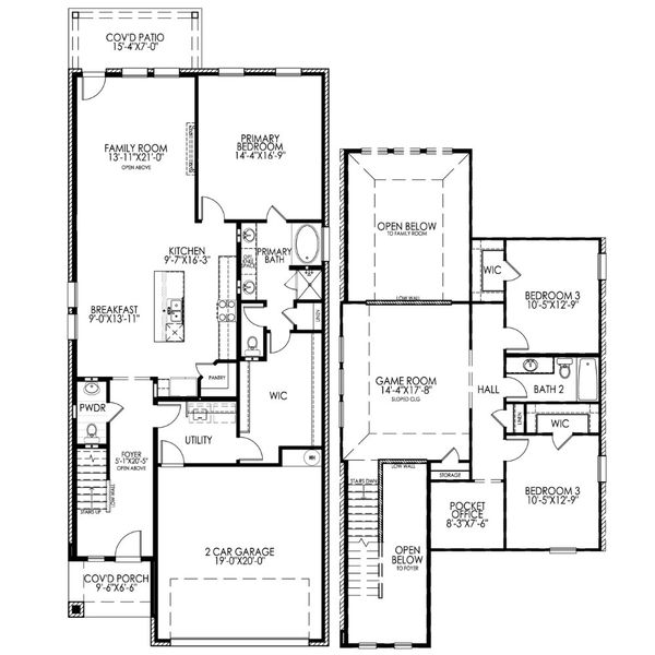 2D floor plan layout for the The Redwood by Lillian Custom Homes in Freeman Farm, Kaufman, TX (Image 5).
