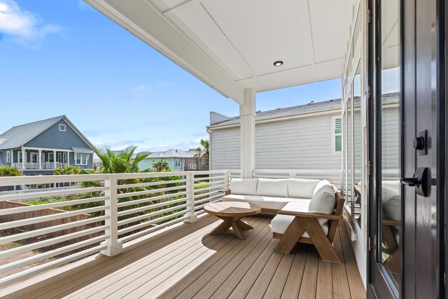 Deck with a residential view Deck with a residential view