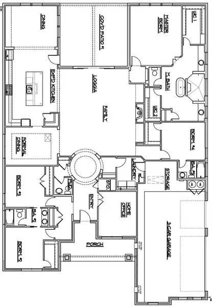 2D floor plan layout of this home in Double Eagle Ranch, Cedar Creek, TX (Image 5).