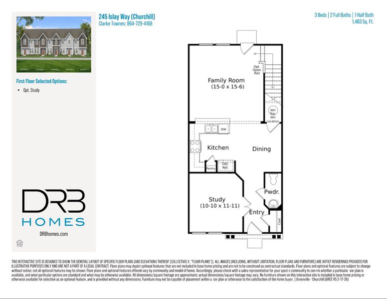 2D floor plan layout of this home in Clarke Townes, Anderson, SC (Image 5).