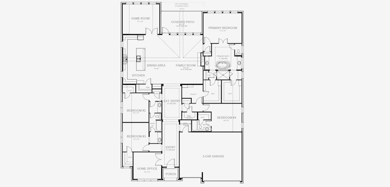 2D floor plan layout for the 3391W by Perry Homes in Legacy Prairie at Katy Court, Katy, TX (Image 3).