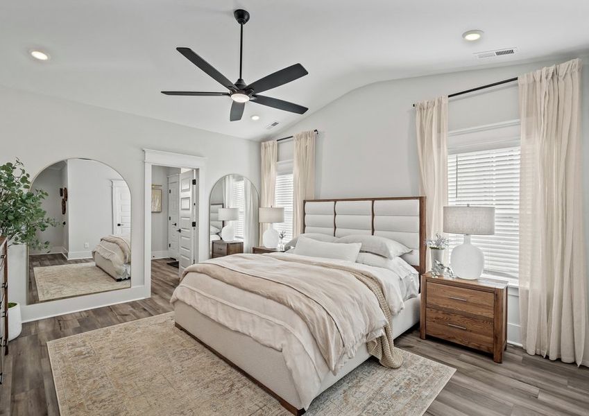 The master bedroom is incredibly peaceful.