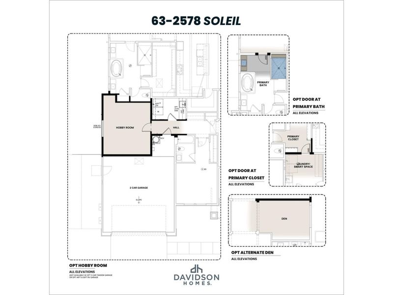 2D floor plan layout for the The Soleil C by Davidson Homes LLC in Hidden Hills, Prescott, AZ (Image 7).