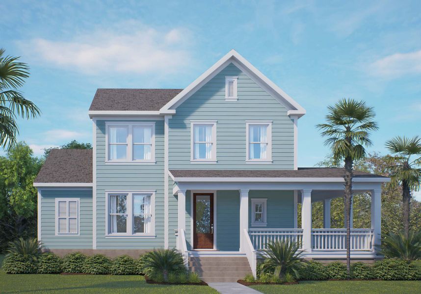 Representative exterior photo of a completed home built from the The Jenkins by David Weekley Homes in Nexton - Midtown - The Village Collection, Summerville, SC (Image 12).