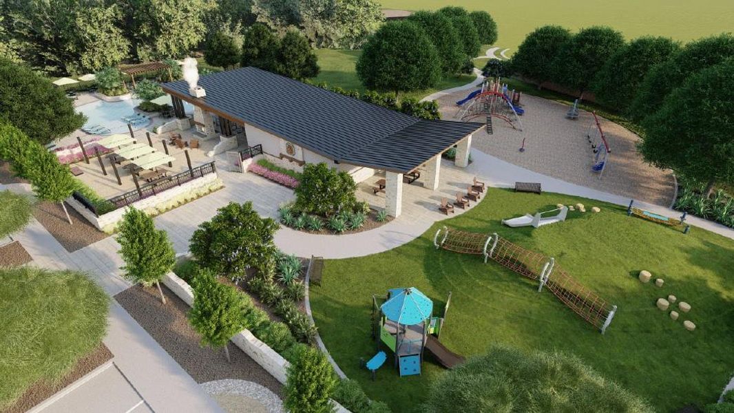 Aerial view of a community park