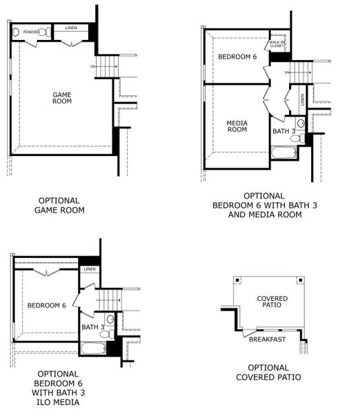 2D floor plan layout for the Concept 3218 by Landsea Homes in Lovers Landing, Forney, TX (Image 4).