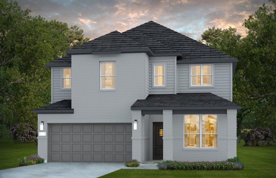 Representative exterior photo of a completed home built from the Riverdale by Pulte Homes in Montgomery Bend, Montgomery, TX (Image 11).