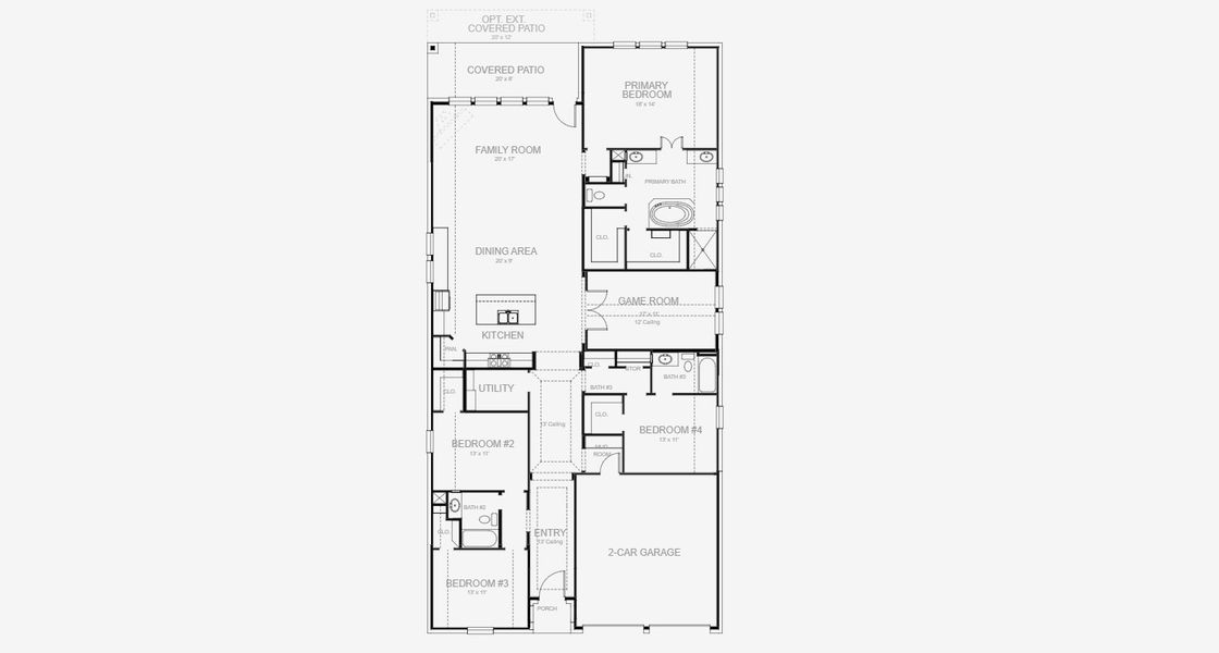 2D floor plan layout for the 2545W by Perry Homes in Sweetgrass 50', Haslet, TX (Image 5).
