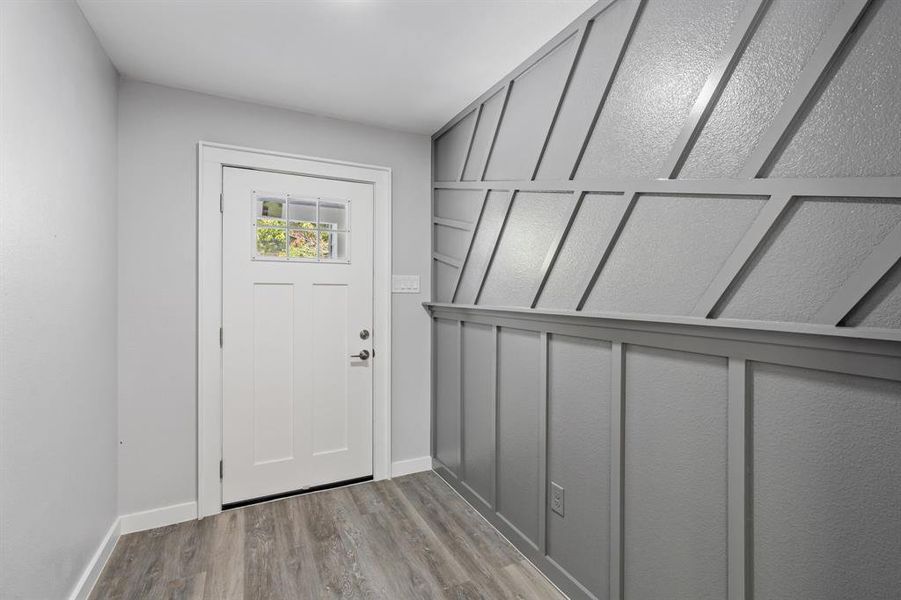 Foyer featuring light hardwood / wood-style flooring