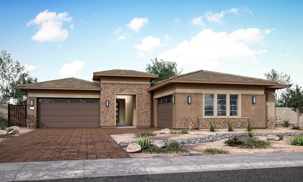 Representative exterior photo of a completed home built from the Pecan Plan 58-6 by Tri Pointe Homes in Whispering Hills, Laveen, AZ (Image 18). Representative exterior photo of a completed home built from the Pecan Plan 58-6 by Tri Pointe Homes in Whispering Hills, Laveen, AZ (Image 18).