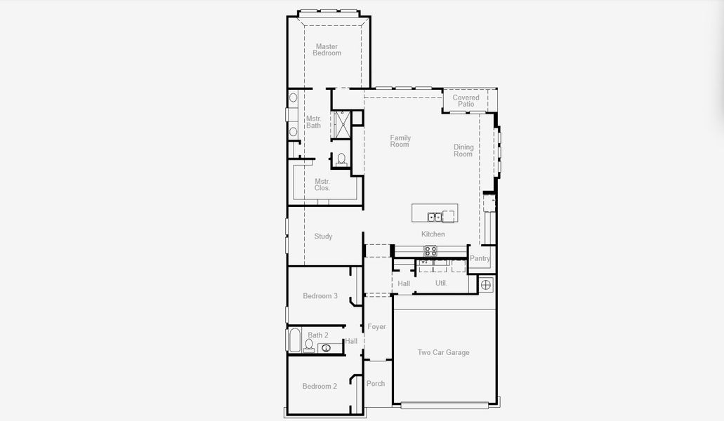 2D floor plan layout for the Grandview by Coventry Homes in Parkside on the River 50', Georgetown, TX (Image 3).