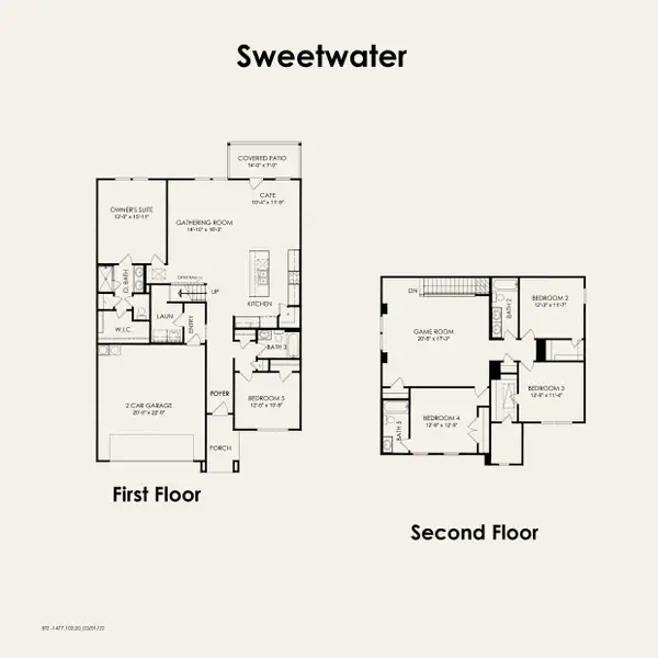 2D floor plan layout for the Sweetwater by Pulte Homes in Nopal Valley, San Antonio, TX (Image 3).