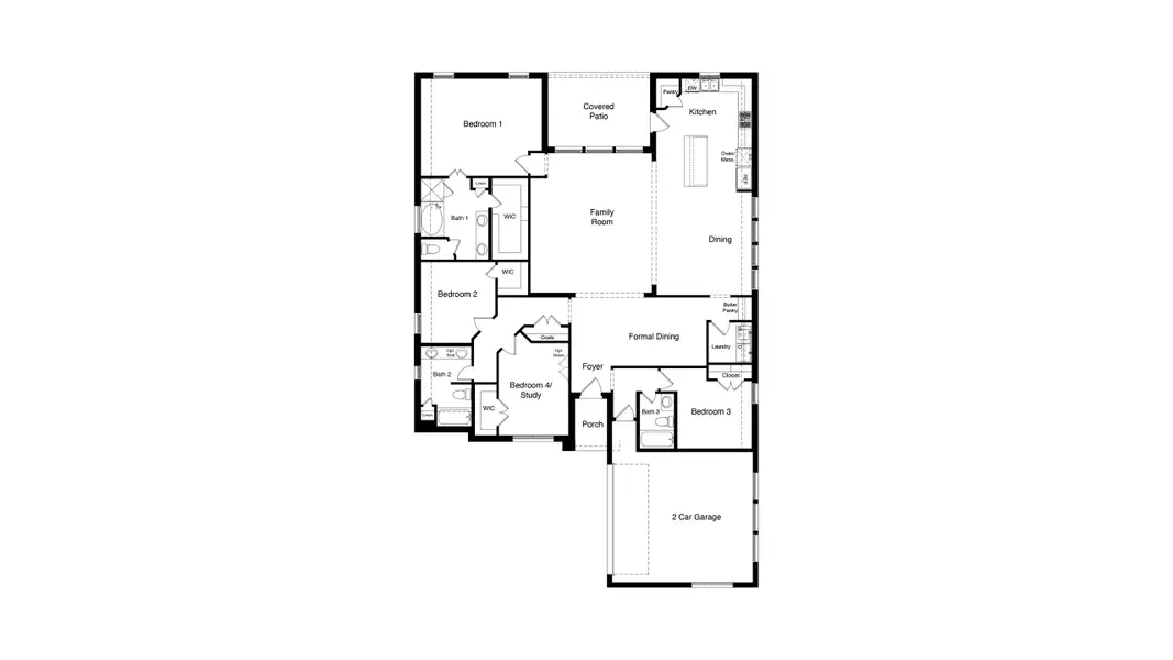 2D floor plan layout for the Liberty Hill by D.R. Horton in Eden Ranch, Arlington, TX (Image 3).