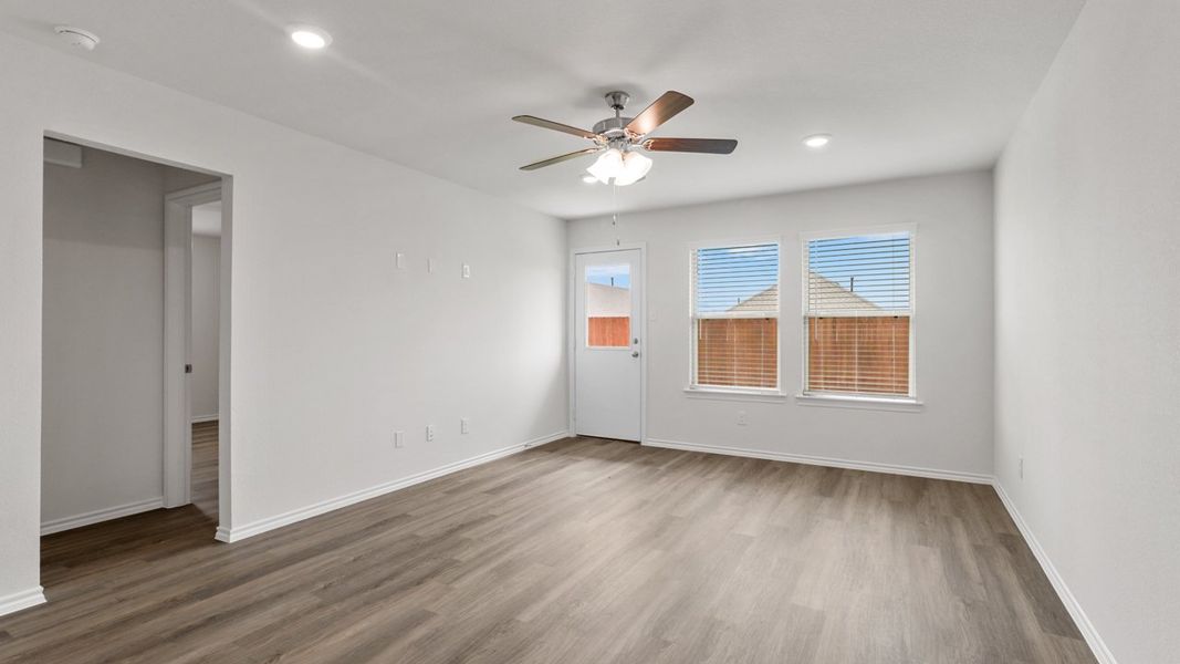 Representative unfurnished interior of a home built from the 1582 Shelby (Enclave Plan) by D.R. Horton in Elevon, Lavon (Image 12). Representative unfurnished interior of a home built from the 1582 Shelby (Enclave Plan) by D.R. Horton in Elevon, Lavon (Image 12).
