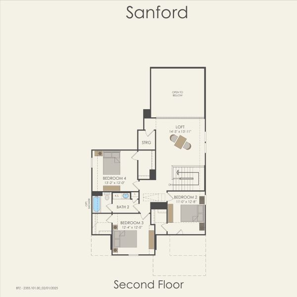 2D floor plan layout for the Sanford by Pulte Homes in Kuempel Farms, Pflugerville, TX (Image 5). 2D floor plan layout for the Sanford by Pulte Homes in Kuempel Farms, Pflugerville, TX (Image 5).