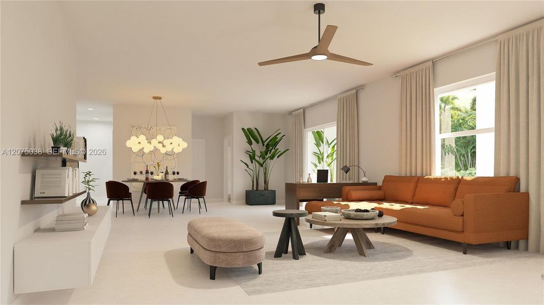 Furnished interior view inside a new home in Wildwood Groves, Miami (Image 6). Furnished interior view inside a new home in Wildwood Groves, Miami (Image 6).