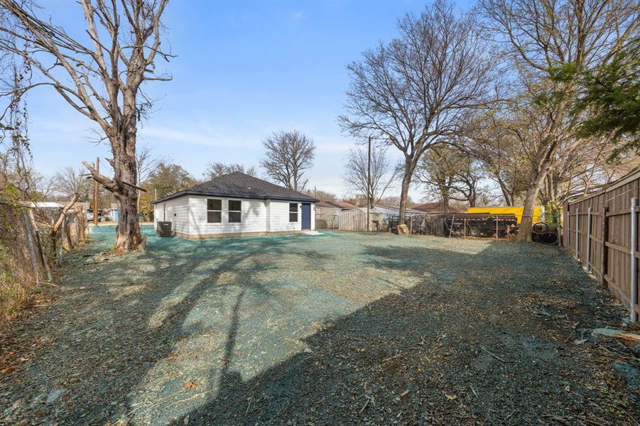 Rear view of house with a fenced backyard Rear view of house with a fenced backyard