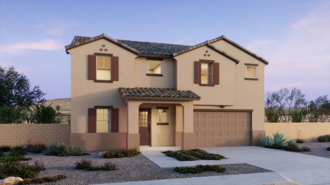 Representative exterior photo of a completed home built from the Revere by Mattamy Homes in Montelena, Marana, AZ (Image 15).