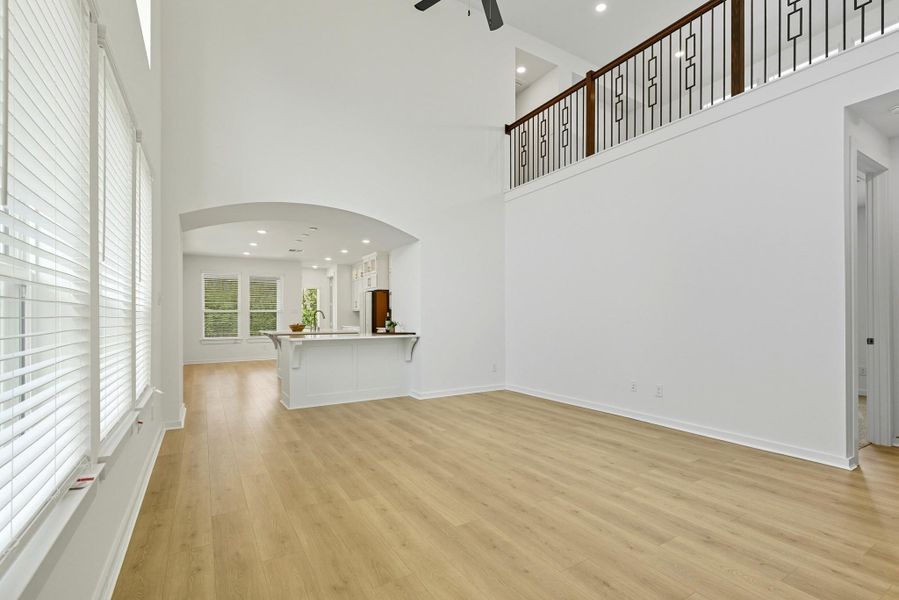 Spacious living room is open to kitchen. Spacious living room is open to kitchen.