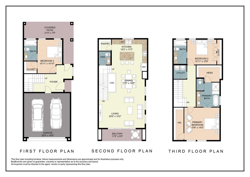 This layout illustrates the flow of the home across all three levels.