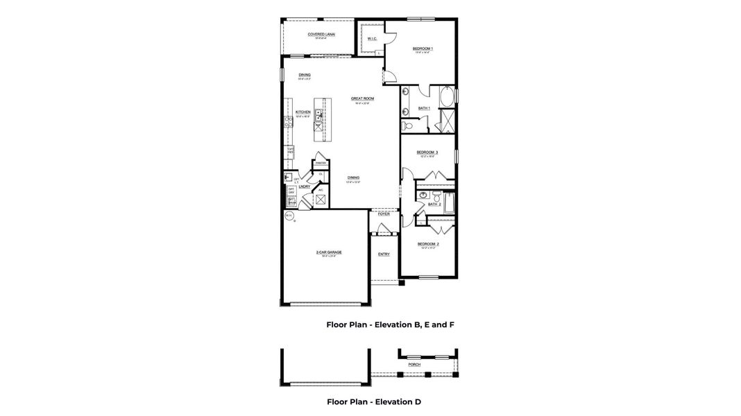 2D floor plan layout for the Laurel by D.R. Horton in Legacy Preserve, Parrish, FL (Image 2).