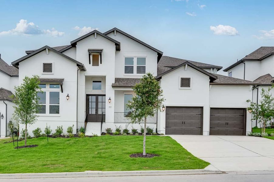 Representative exterior photo of a completed home built from the Palladium by Taylor Morrison in Travisso Naples Collection, Leander, TX (Image 1).