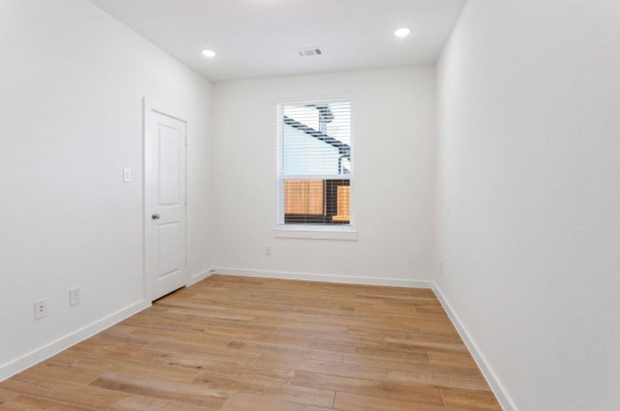 Private study/bedroom with Insulated wall sound barrier as an upgrade feature along with dimmable LED lights. Private study/bedroom with Insulated wall sound barrier as an upgrade feature along with dimmable LED lights.