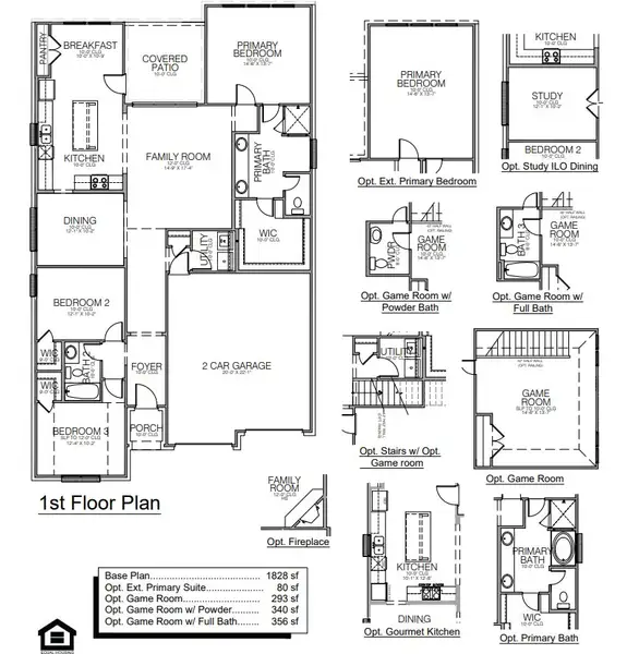 2D floor plan layout for the Melrose II by Megatel Homes in Bridges at Preston Crossing, Prosper, TX (Image 2).