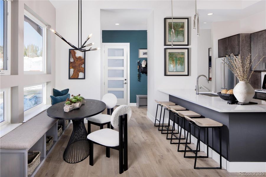 Kitchen & Dining: Photos for representation only Specific colors, finishes, layout, & appliances for this home may differ.