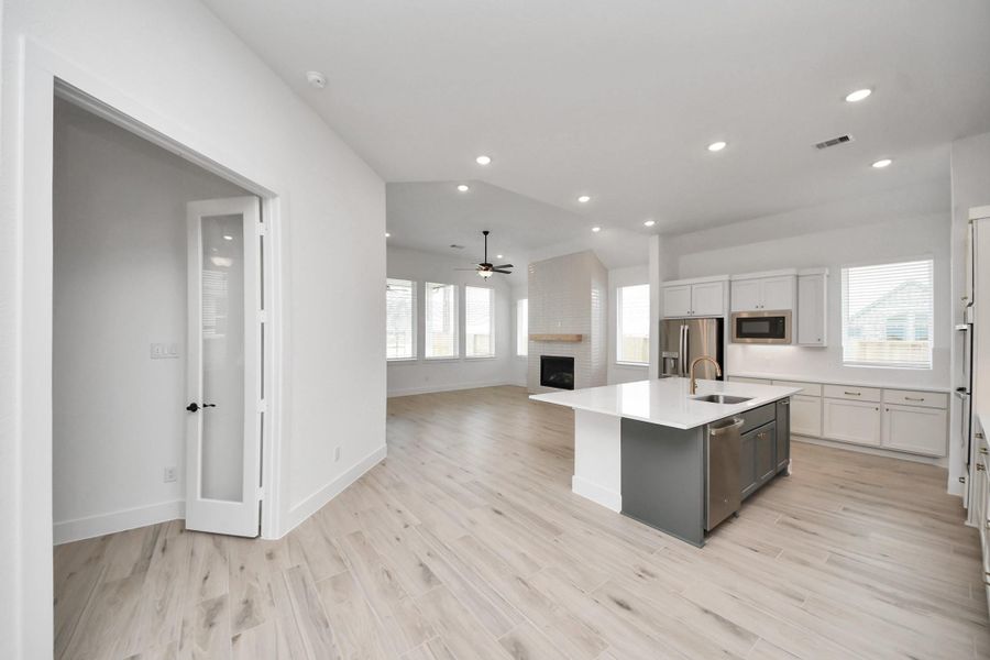 Furnished interior view inside a new home in Meridiana Courtyard Collection, Manvel (Image 13).