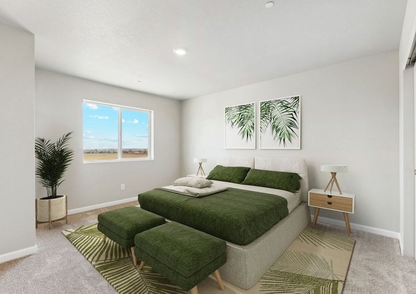 The master bedroom is spacious with windows. The master bedroom is spacious with windows.