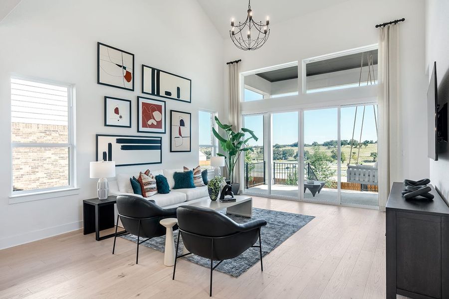 Representative furnished interior of a home built from the Linden by Tri Pointe Homes in Lagos Reserve, Manor (Image 18).