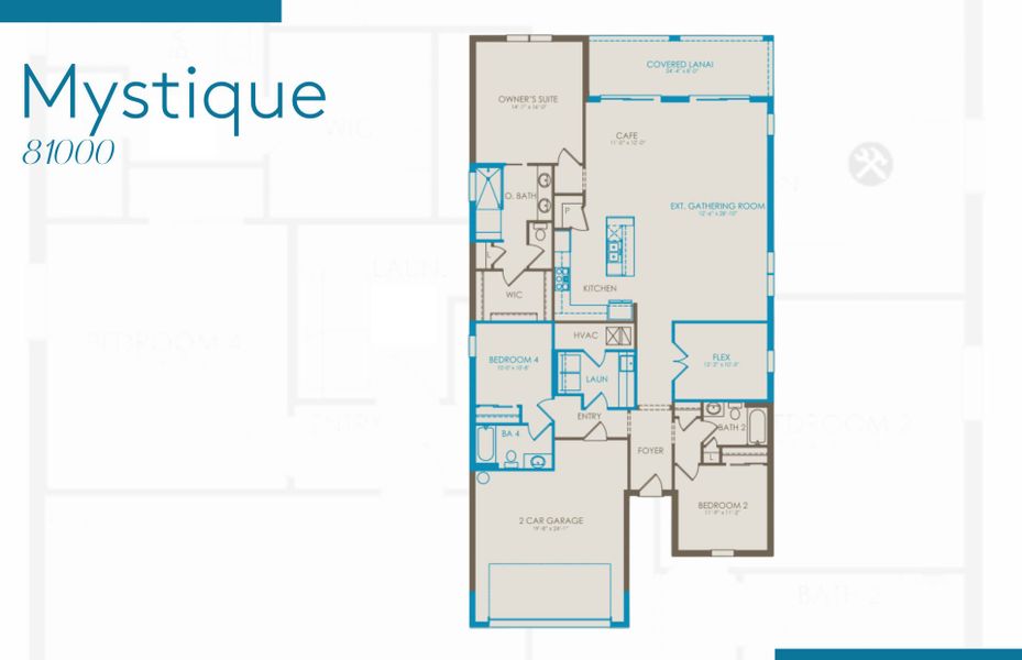 2D floor plan layout of this home in BeachWalk by Manasota Key, Englewood, FL (Image 2).