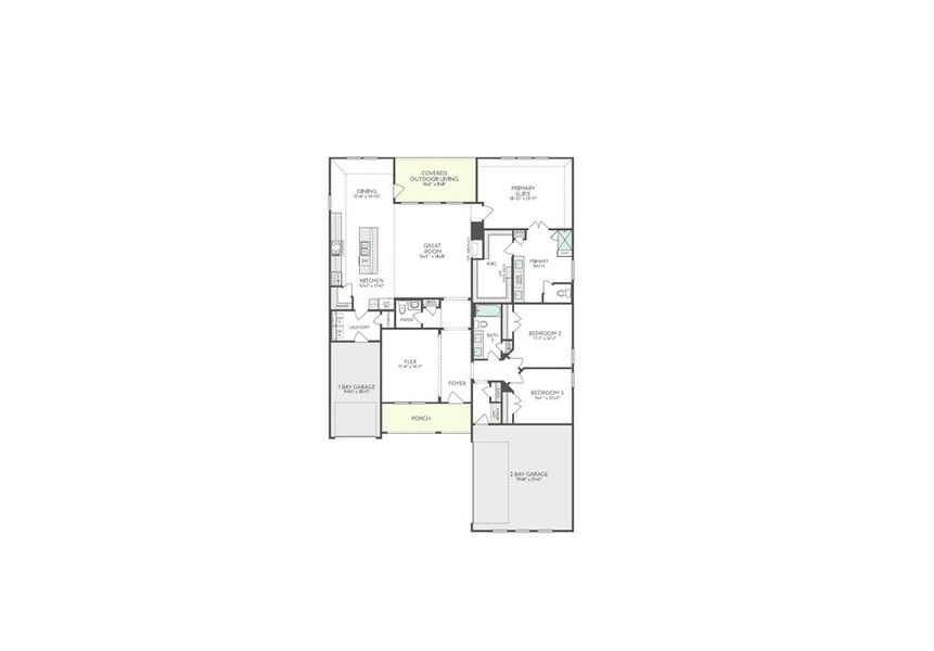 2D floor plan layout for the Brett by Tri Pointe Homes in LaPrelle, Haslet, TX (Image 3).