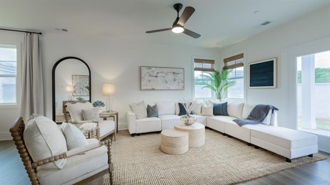 Furnished interior view inside a new home in The Village at Sandy Plains, Marietta (Image 9). Furnished interior view inside a new home in The Village at Sandy Plains, Marietta (Image 9).